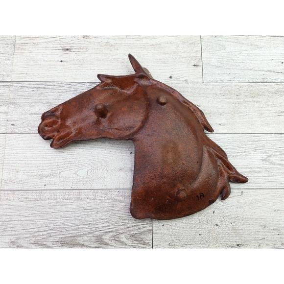 Vintage Horse Head Cast Iron Art Tray Dish Cigar Spoon Ashtray Western Decor - Picture 10 of 11